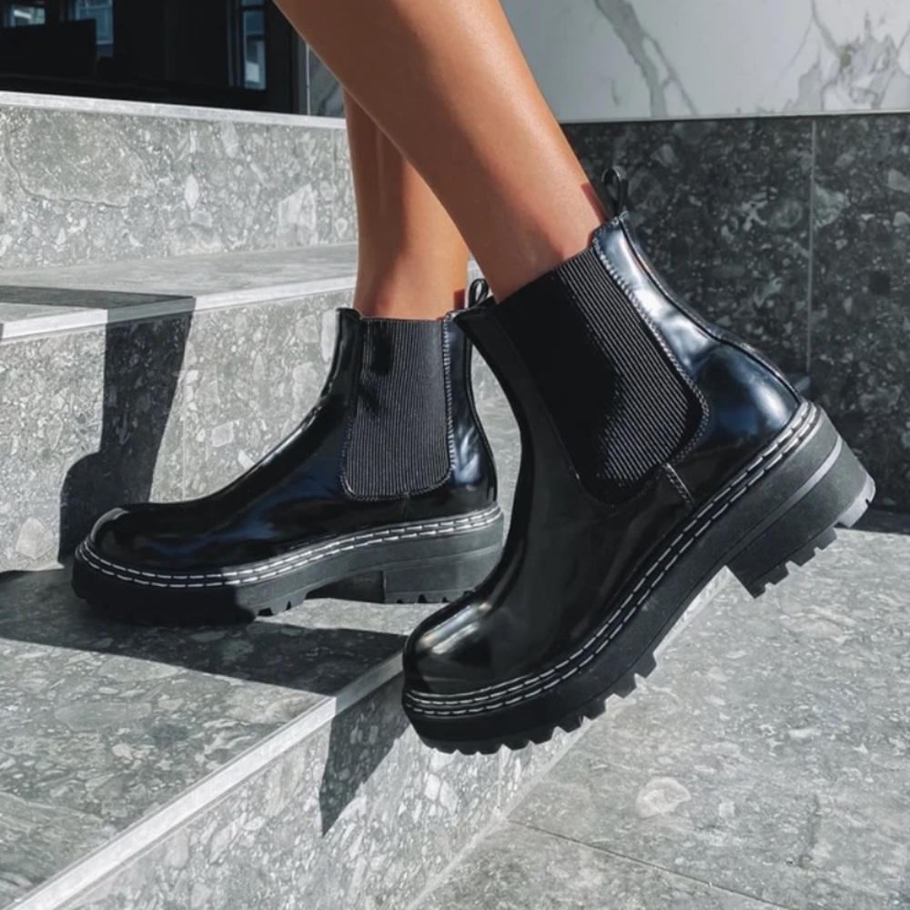 Shiny Black Boots